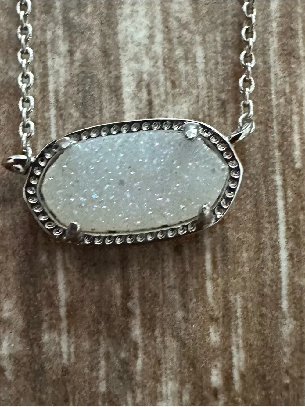 Kendra Scott Silver White Druzy Pendant Necklace - Elegant Sparkle - Picture 6 of 6